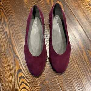 Stuart Weitzman Women's Faux Pearl Burgundy Flats - 7.5